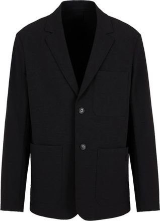 Emporio Armani Zwart Seersucker Jasje - Heren - Business blazers - Zwart - XL - Kostuums