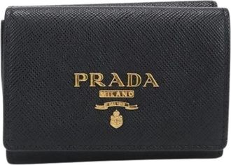 Prada Pre-owned Vintage Tri-fold Portemonnee - Dames - Vintage Accessoires - Zwart - ONE Size - Leer - Vintage