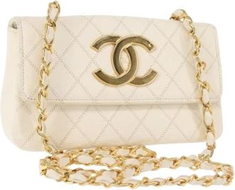 Chanel Pre-owned Cross Body Bags, female, White, Size: ONE SIZE Pre-owned Leather Cross Body Bag