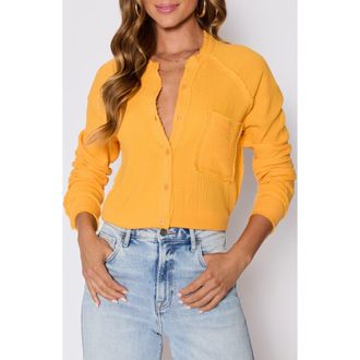 VICI Collection Chill Cotton Gauze Button-Up Shirt in Orange at Nordstrom, Size Small