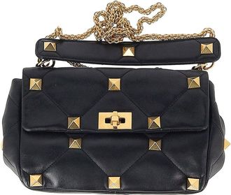 Valentino Garavani Leather Roman Stud Large Shoulder Bag (Authentic Pre-Loved)