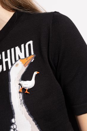 Moschino Brooch With A Goose Motif, Womens, Silver