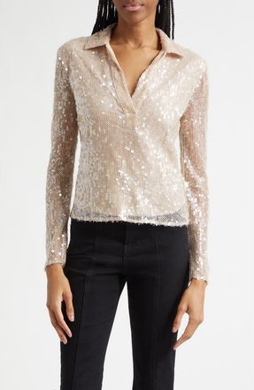 Veronica Beard Meryl Sequin Top in Champagne at Nordstrom, Size 10