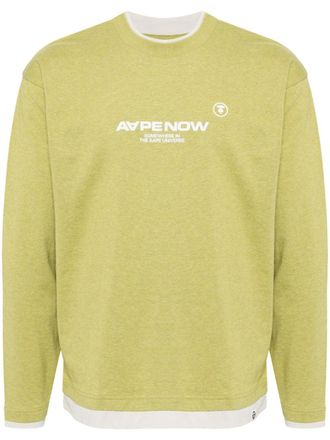 Aape By A Bathing Ape Moonface embroidered long sleeves tee - Green