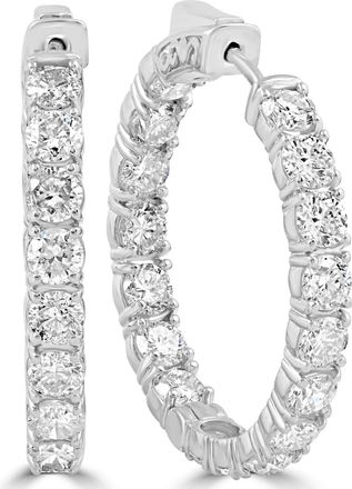 Pompeii3 6.13 cttw Diamond Inside Outside Hoops 14k White Gold 30mm Tall Lab Grown