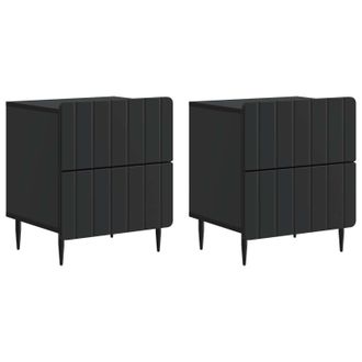 vidaXL Armario De Noche Con Caj&oacute;n 2 Pcs Negro 43 X 34,5 X 49,5 Cm Vidaxl
