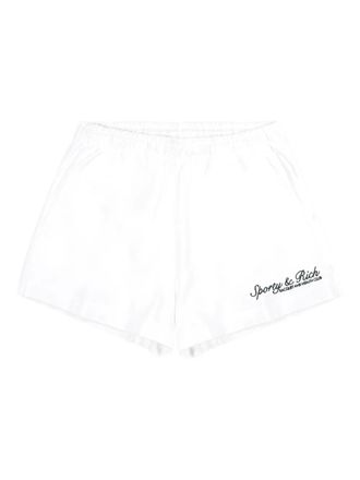 Sporty & Rich Elastische shorts met geborduurd logo - Wit
