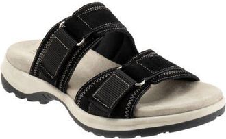 Softwalk Oasis Leather Slide Sandal in Black Suede at Nordstrom, Size 10.5