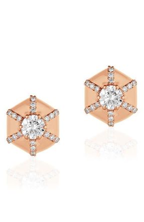Goshwara Queen Hexagon Stud Earrings in Clear at Nordstrom