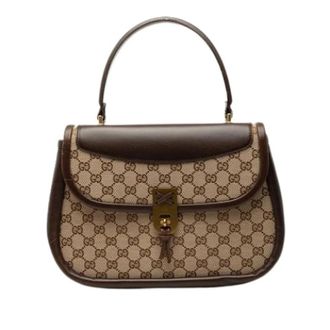 Gucci Pre-owned Vintage Handbag - Dames - Vintage Handtas - Beige - ONE Size - Leer - Vintage