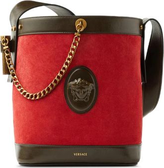 Versace Pivot Small Bucket Bag - Dames - Schoudertassen - Rood - ONE Size - Leer - Tassen