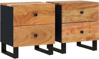 vidaXL Vidaxl - Mesitas De Noche 2 Uds Madera Maciza De Acacia 40x33x46 Cm