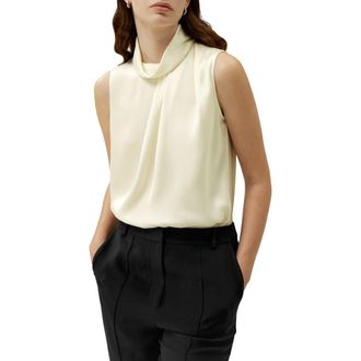 LilySilk Womens Asymmetrical Sleeveless Cowl Neck Silk Top in Lily White at Nordstrom, Size X-Small