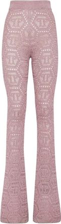 Philipp Plein Broeken, Dames, Roze, M, Flare Broeken Monogram