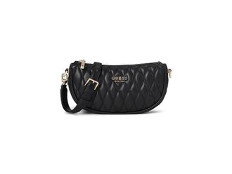 Guess Valla Mini Top Zip Shoulder Bag Womens Handbags Black, Polyurethane