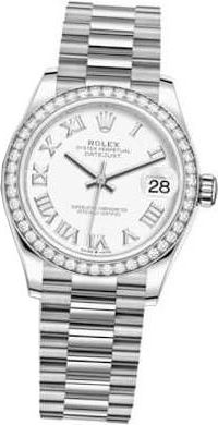 Rolex Datejust 31 White Dial Ladies 18kt White Gold President Watch 278289WRP