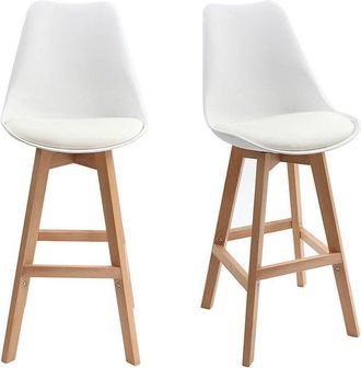 Miliboo Set di 2 sgabelli da bar design bianco e legno 65cm pauline