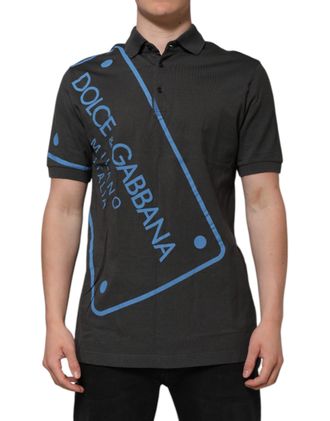 Dolce & Gabbana Dark Gray Short Sleeve Collared Polo Mens T-shirt