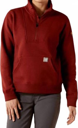 Ariat Womens Rebar Traverse Funnel-Neck Sweatshirt In Madder Brown