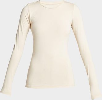 Majestic Filatures Soft Touch Flat-Edge Long-Sleeve Crewneck Top