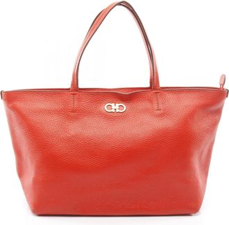 Ferragamo Red Color Leather Tote Bag (Pre-Owned)
