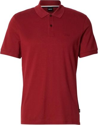 HUGO BOSS Red Cotton Solid Polo