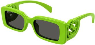Gucci Rechthoekige zonnebril - unisex - Zonnebrillen - Groen - 54 MM - Accessoires
