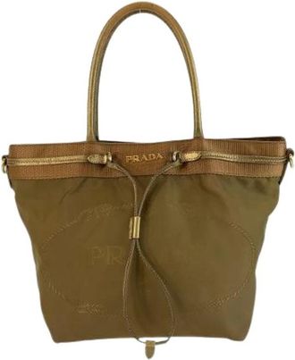 Prada Pre-owned Jacquard Tessuto Nylon Tote Bag - Dames - Vintage Shopper - Groen - ONE Size - Nylon - Vintage