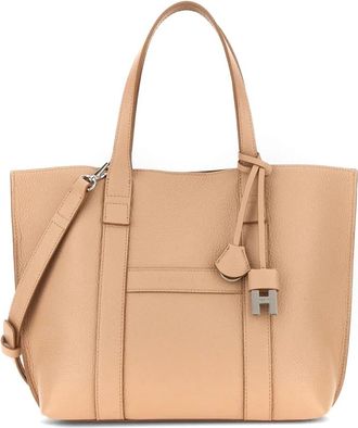 Hogan Script Small Shopping Bag - Dames - Shoppers - Beige - ONE Size - Leer - Tassen