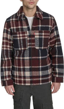 Levi's Zip Front Plaid Shacket in Navy/Burgundy at Nordstrom, Size X-Large
