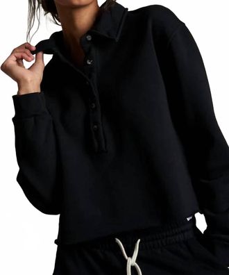 perfectwhitetee Vinny Collared Sweatshirt In True Black
