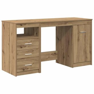 Berkfield Home Desk with Cabinet Artisan Oak Engineered Wood in Brown