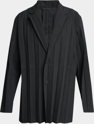 Homme Pliss&eacute; Issey Miyake Men & apos;s Edge Ensemble Single-Breasted Pleated Jacket