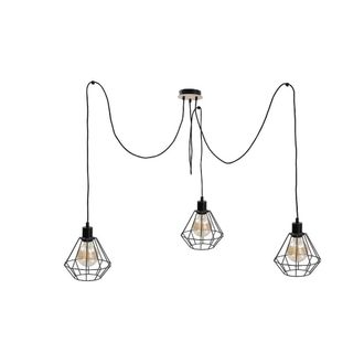 Netlighting Atwood Cluster Pendant Ceiling Light Black Wood 3x E27
