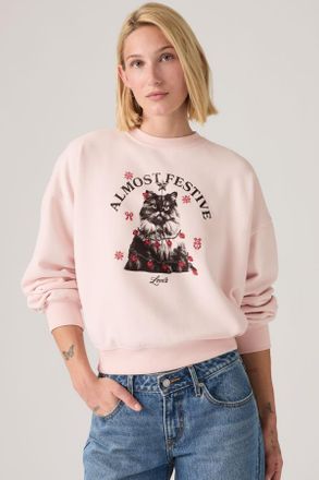 Levi's Sudadera vintage de corte cuadrado con gr&aacute;fico - Mujer - XS - Rosa / Almost Festive Crystal Pink