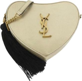 Saint Laurent Pre-owned Mini Bags, female, Beige, Size: ONE SIZE Pre-owned Leather Shoulder Bag