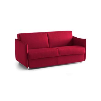 Dmora Sof&aacute; Cama 2 Plazas Trovo, Desenfundable, Con Almacenamiento Hecho En Italia, Apertura Abatible, 180x95 Cm Rojo