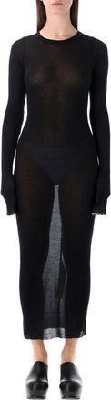 Rick Owens Black Ribbed Long-sleeve Midi Dress