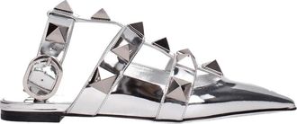 Valentino Garavani Schoenen, Dames, Grijs, 36 EU, Grijze leren sandaal met studs