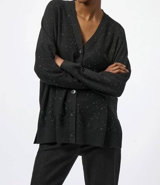 Joseph Ribkoff Sequined Button Front Relaxed Cardigan In Black
