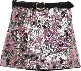 Self Portrait Sequined Belted Mini Skirt