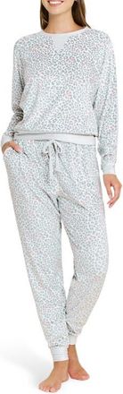Honeydew Intimates Simply Cozy Velour Pajamas in Snowleopard at Nordstrom, Size X-Small