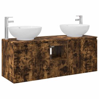 vidaXL Juego De Muebles De Ba&ntilde;o 3 Uds. Roble Ahumado Vidaxl