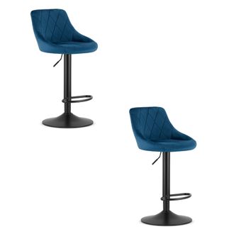 OEM Taburete Kast - Terciopelo Azul Marino / Base Negra X 2