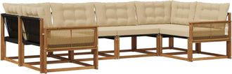 vidaXL Conjunto De Sof&aacute;s De Exterior 6 Uds. Natural Y Beige Vidaxl