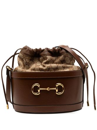 Gucci 2016-2025 GG Canvas Horsebit 1955 bucket bag - Brown