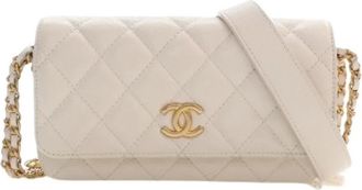Chanel Pre-owned Vintage Quilted Caviar Crossbody Bag - Dames - Vintage Schoudertas - Wit - ONE Size - Leer - Vintage