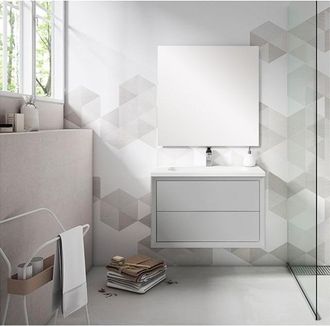 Saniclass Prime Core Badkamermeubelset - 80x50x45cm - 1 ovale keramische wasbak wit - 1 kraangat - 2 lades - rechthoekige spiegel - mat greige (grijs)