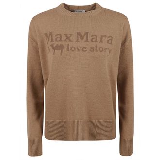 Max Mara Round-neck Knitwear, female, Brown, L, Brown Jumper Veronca