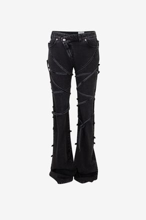 Alexander McQueen Slim-Fit-Jeans mit gekreuzten Schn&uuml;rungen